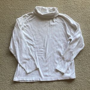 J.L. Plum Vintage White Turtleneck Size Medium Casual Stretch Cotton GUC